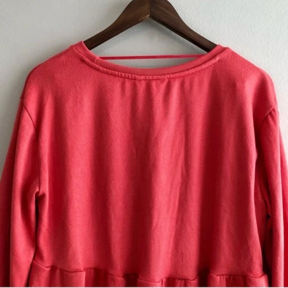 NWT Joe Fresh Jillian Harris Comfy Flowy Ruffle Hem Long Sleeve Shirt Top Red - Picture 7 of 11